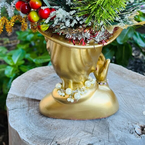OOAK Kitschy Christmas Head vase made by me! - Picture 15 of 16